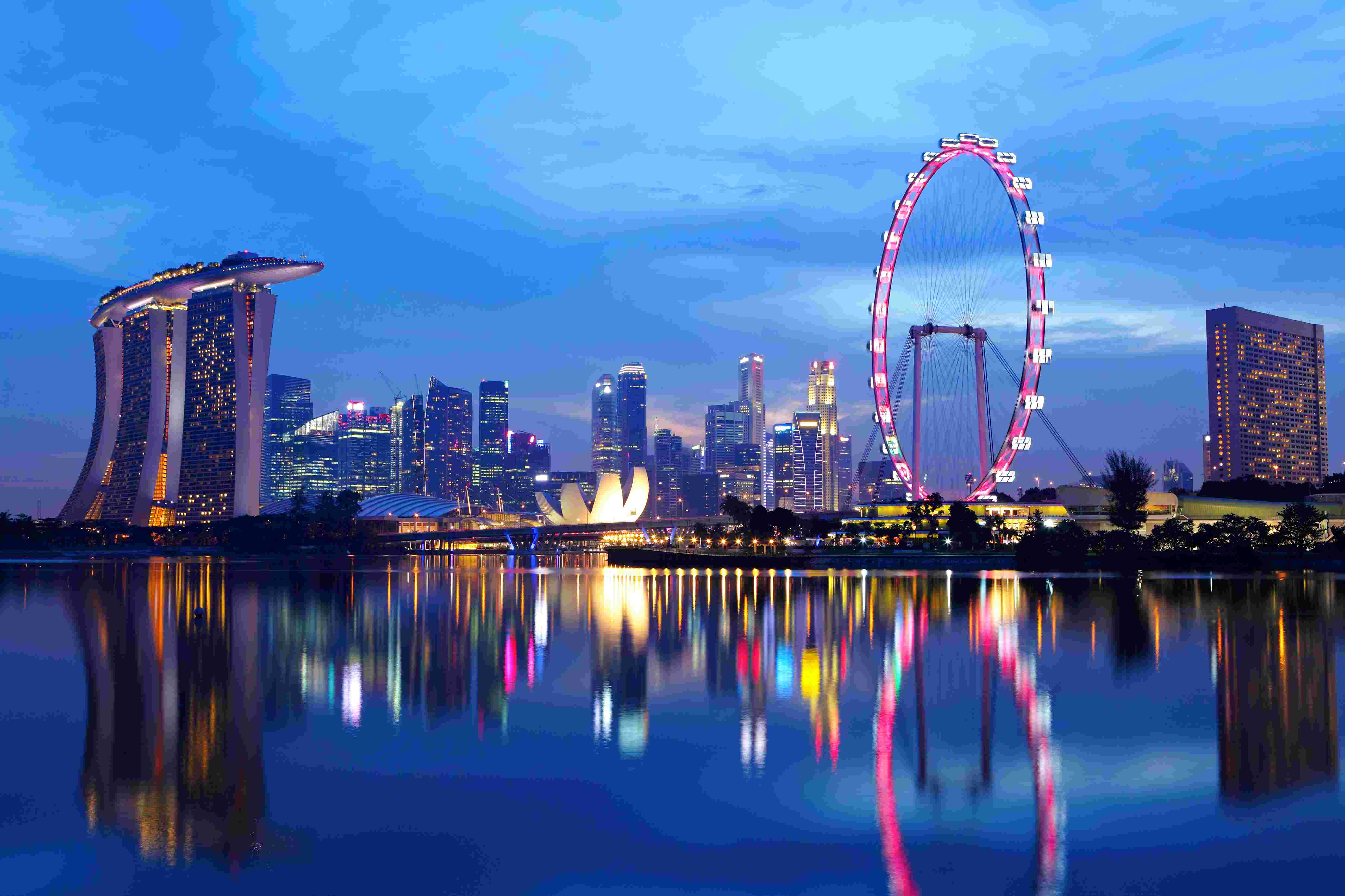 花瓣素材_新加坡市,夜晚,都市风景,在上面,水,滨海湾+,水平画幅,新加坡,建筑,无人_17690138